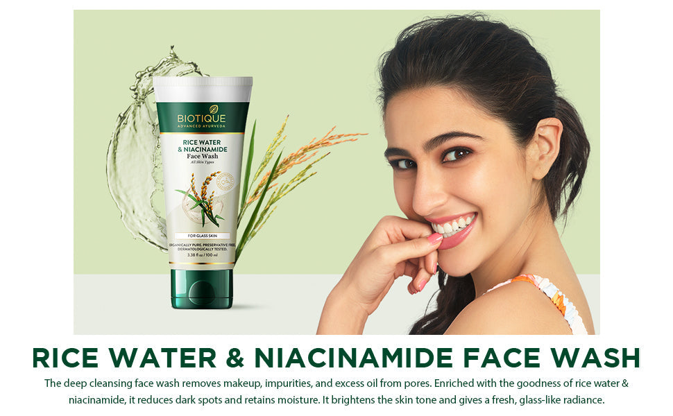 Biotique Rice Water & Niacinamide Gel Face Wash, 100ml - Image 3 - Buy from Indicrest
