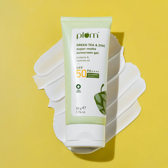 Plum Green Tea & Zinc Super-Matte SPF 50 Sunscreen Gel for Oily Skin | Instant Oil Reduction| 120-Min Water Resistant | Dermat-Tested | No White Cast, 50g Buy at Indicrest