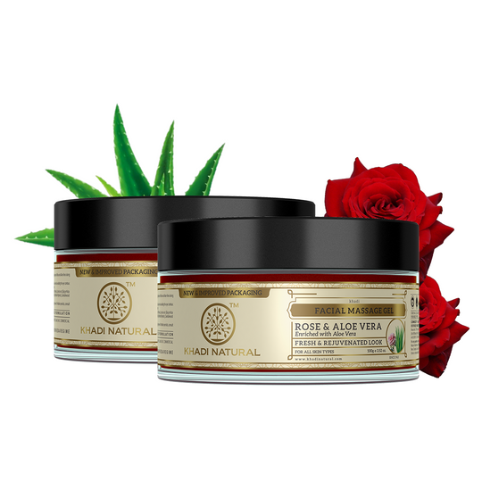 Khadi Natural Rose Aloe Vera Face Massage Gel Combo Pack Of 2 – 100gm Each - Buy from Indicrest