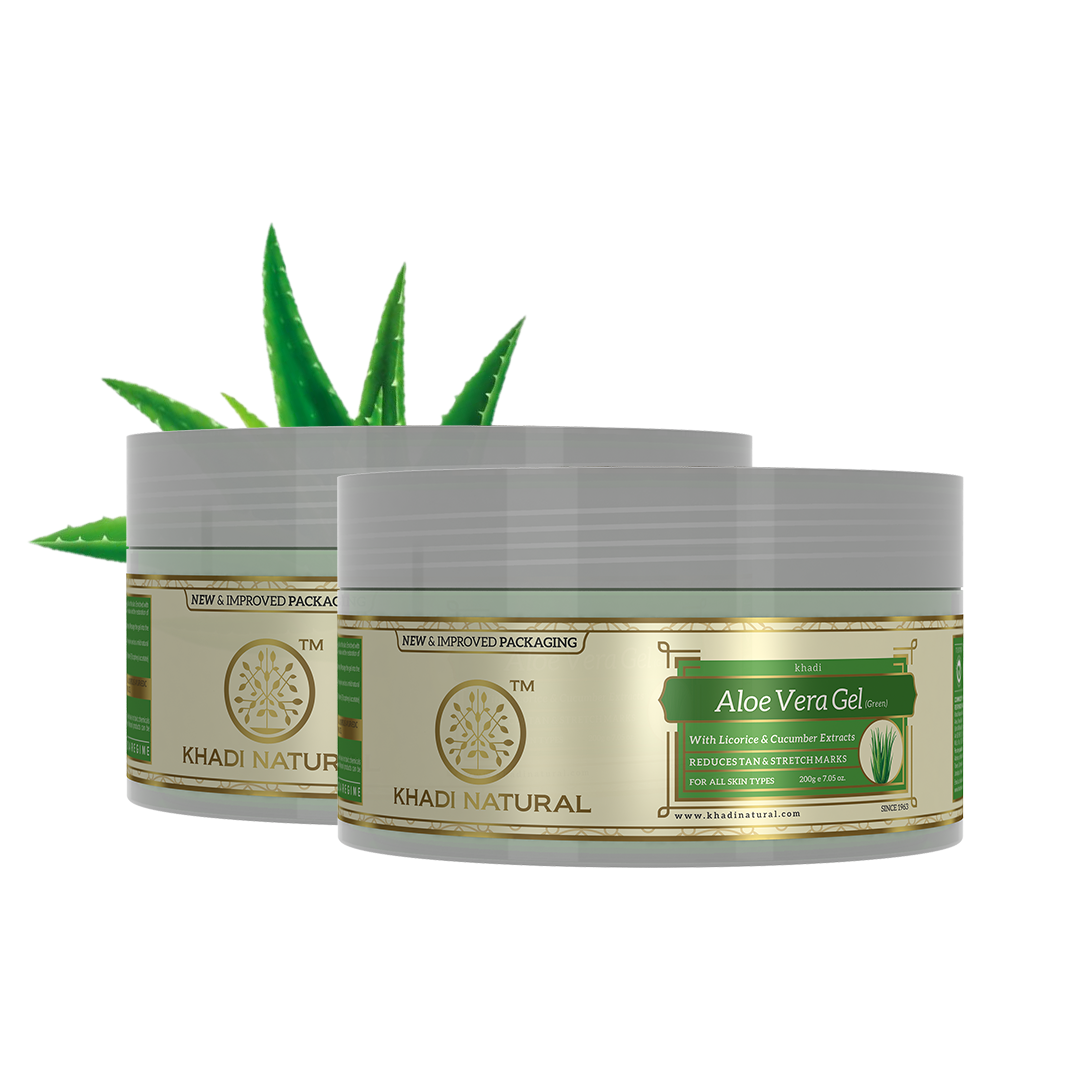 Khadi Natural Aloe vera - green gel Combo Pack Of 2 – 100gm Each Sale - Image 5 - Buy from Indicrest