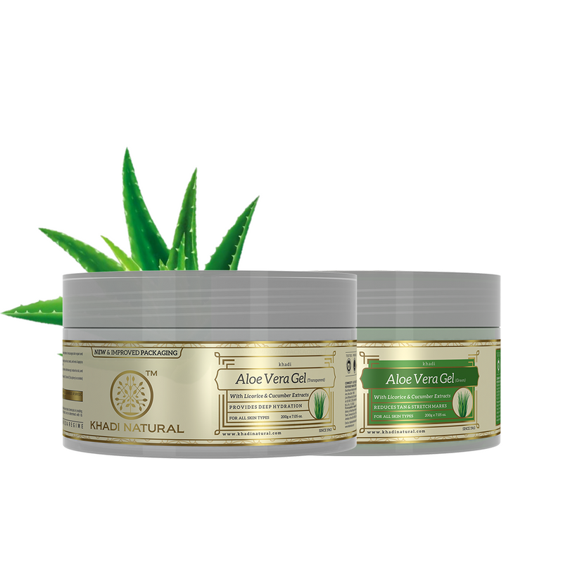 Khadi Natural Aloe Vera - Green Transparent Gel Combo Pack of 2 - 200gm Each Sale - Buy from Indicrest