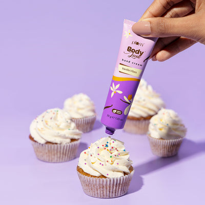 Plum Vanilla Vibes Hand Cream by Plum Body Lovin' | Ultra Moisturizing With Shea Butter | Irresistible, Warm Vanilla Fragrance | Non-Greasy & Lightweight, 30g