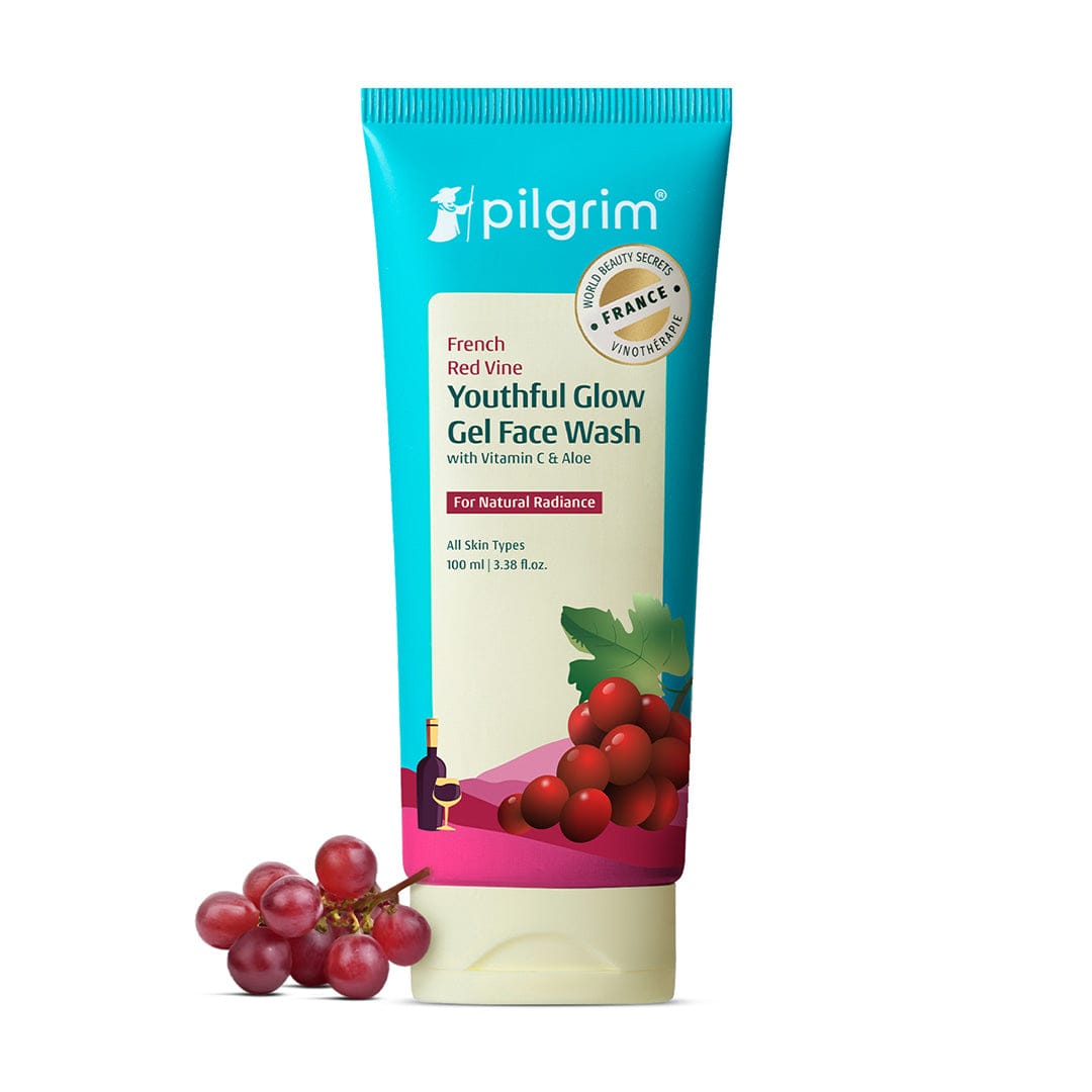 Pilgrim Red Vine Youthful Glow Gel Face Wash with Vitamin C & Aloe, 100ml - Buy from Indicrest