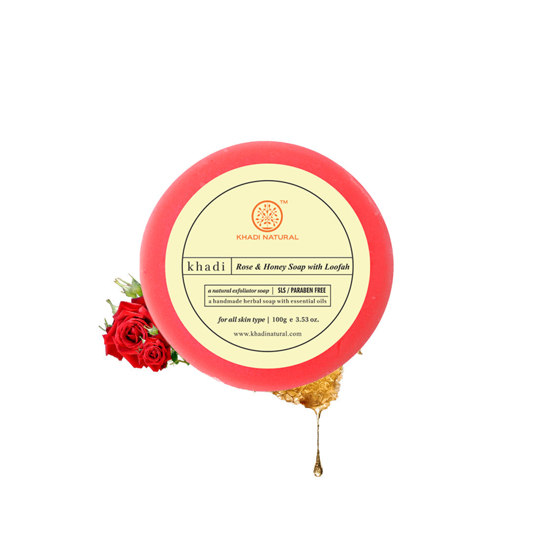 Khadi Natural Rose & Honey Loofah Soap Combo Pack Of 5 – 100gm Each - Image 5 - Buy from Indicrest