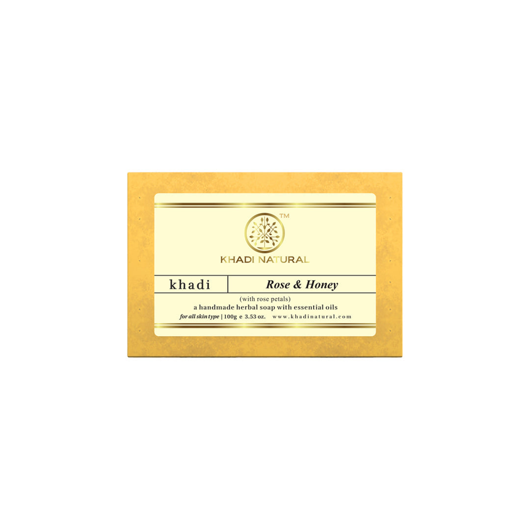 Khadi Natural Rose & Honey With Rose Petals Soap - 100gm - Buy from Indicrest