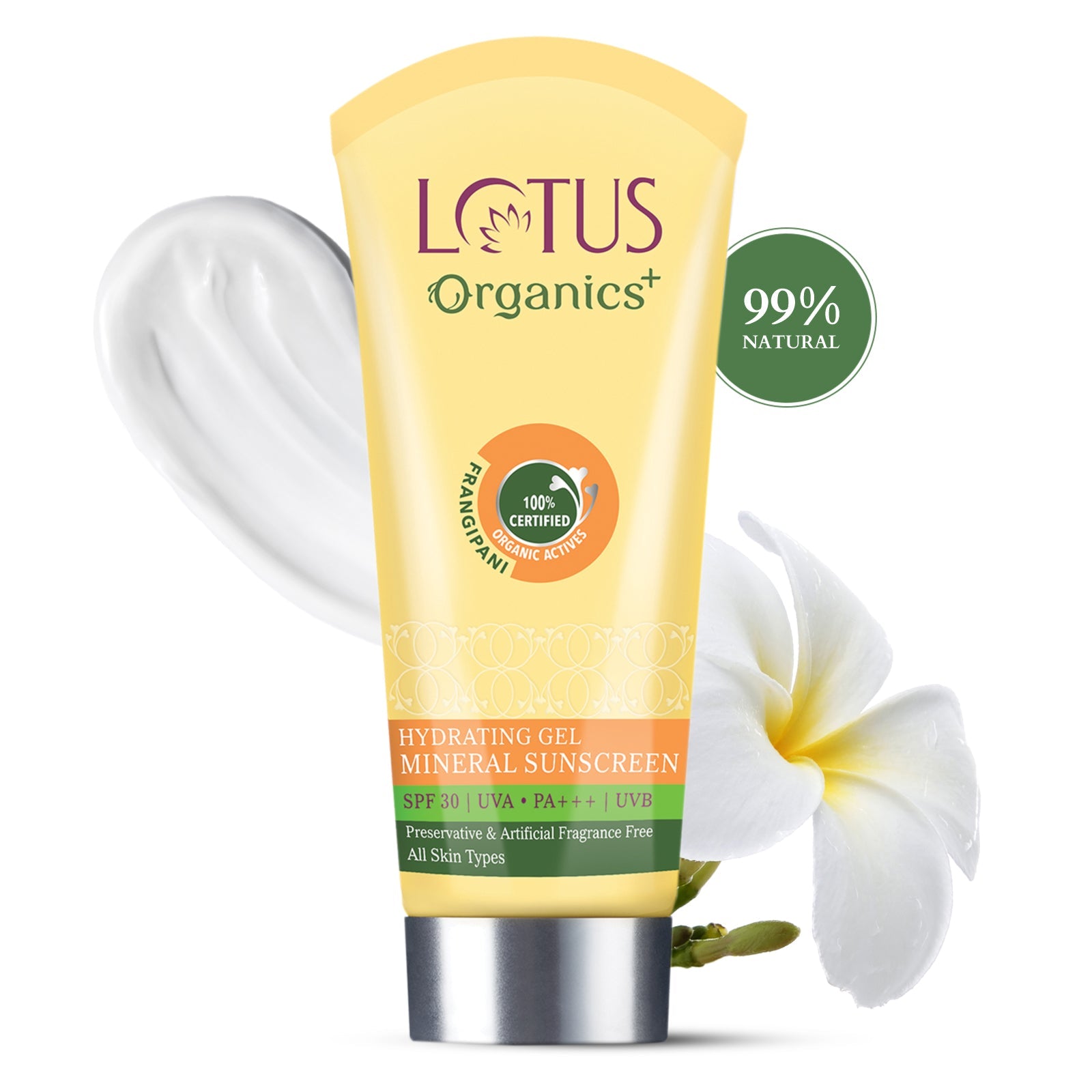 Lotus Herbals Organics+ Hydrating Gel Mineral Sunscreen SPF 30 PA+++, 100g