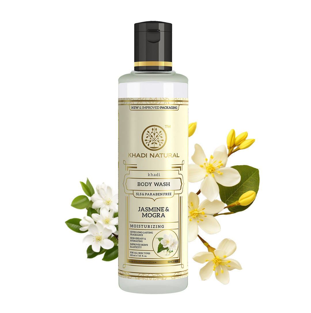 Khadi Natural Jasmine & Mongra Body Wash SLS & Paraben Free - 210ml - Image 6 - Buy from Indicrest