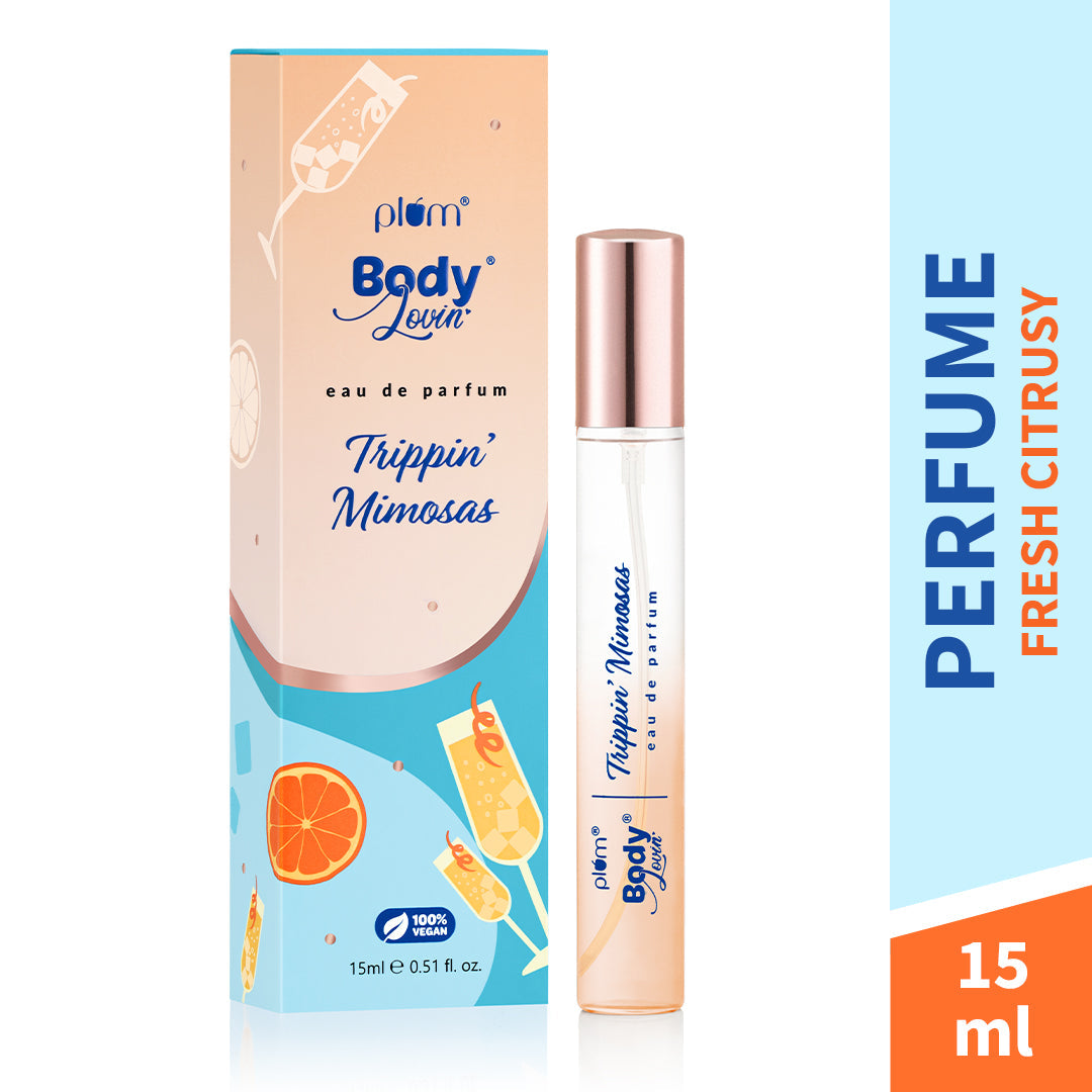 Plum Trippin Mimosas Eau De Parfum (Perfume) by Plum BodyLovin' | Long Lasting | Travel-Friendly | Citrusy Fragrance | Luxury Perfume, 15ml