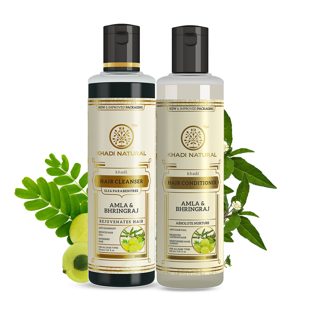 Khadi Natural Amla & Bhringraj Hair Cleanser SLS & Paraben Free Amla & Bhringraj Hair Conditioner Combo Pack of 2 - 210ml Each - Image 6 - Buy from Indicrest