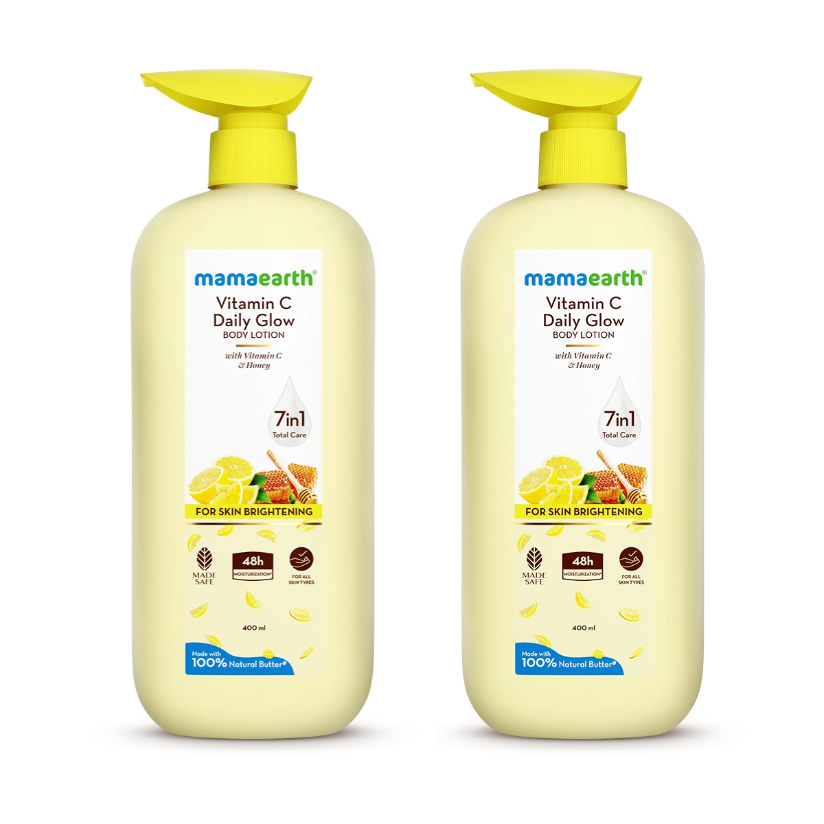 Mamaearth Vitamin C Daily Glow Body Lotion For Skin Brightening, Pack of 2 X 400ml - Buy from Indicrest