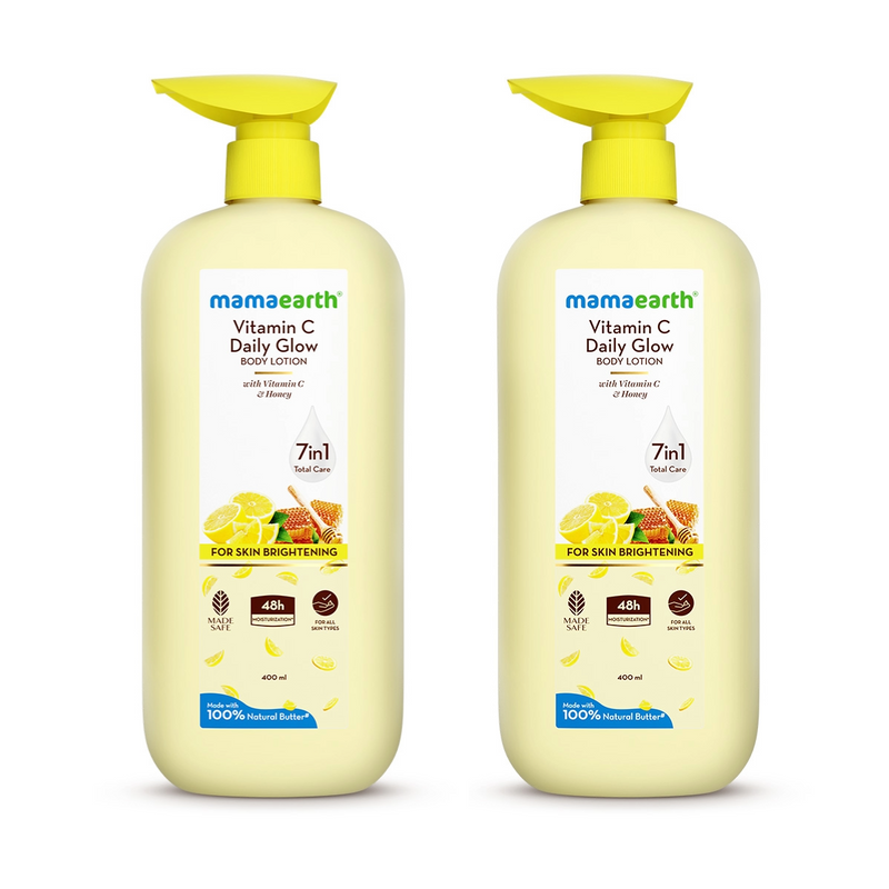 Mamaearth Vitamin C Daily Glow Body Lotion For Skin Brightening, Pack of 2 X 400ml - Buy from Indicrest