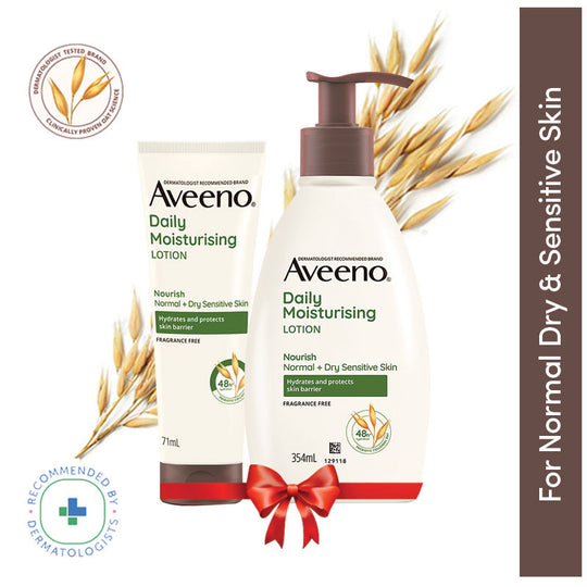 Aveeno Daily Moisturising Lotion Home + Travel Combo Moisturizer for Normal, Dry & Sensitive Skin