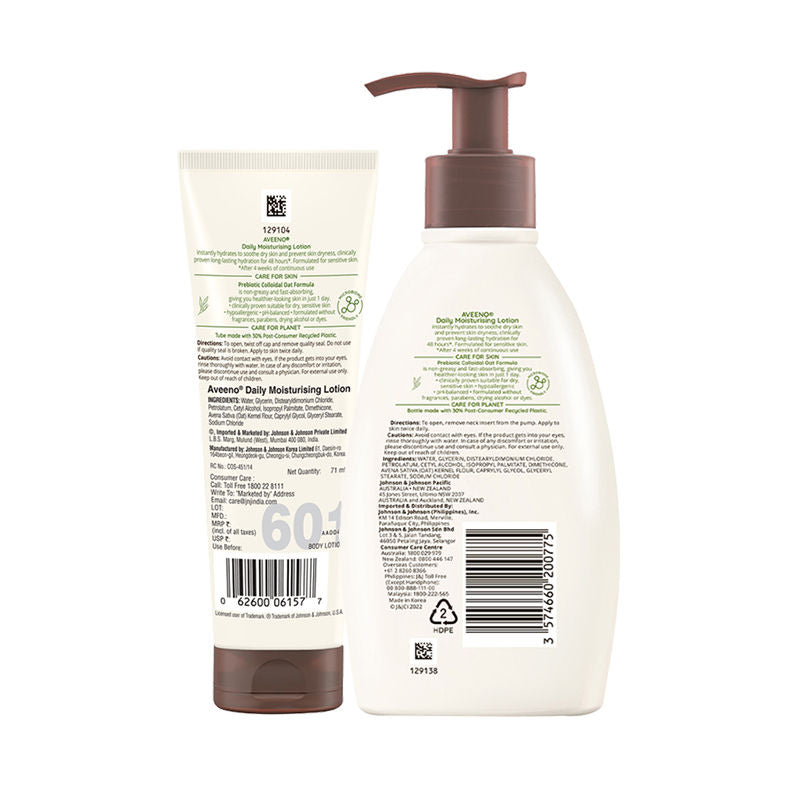Aveeno Daily Moisturising Lotion Home + Travel Combo Moisturizer for Normal, Dry & Sensitive Skin