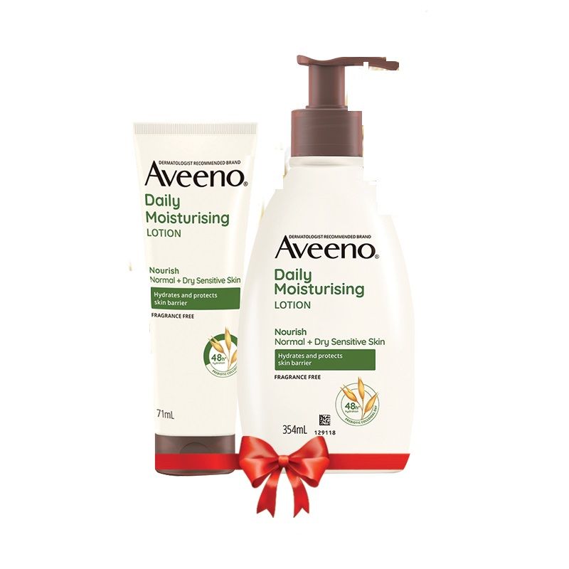 Aveeno Daily Moisturising Lotion Home + Travel Combo Moisturizer for Normal, Dry & Sensitive Skin