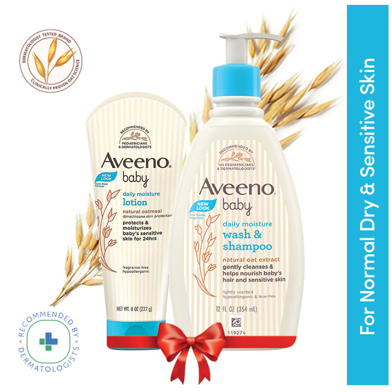 Aveeno Baby Daily Moisturizing Lotion & Wash Shampoo ComboDry, Itchy & Sensitive Skin