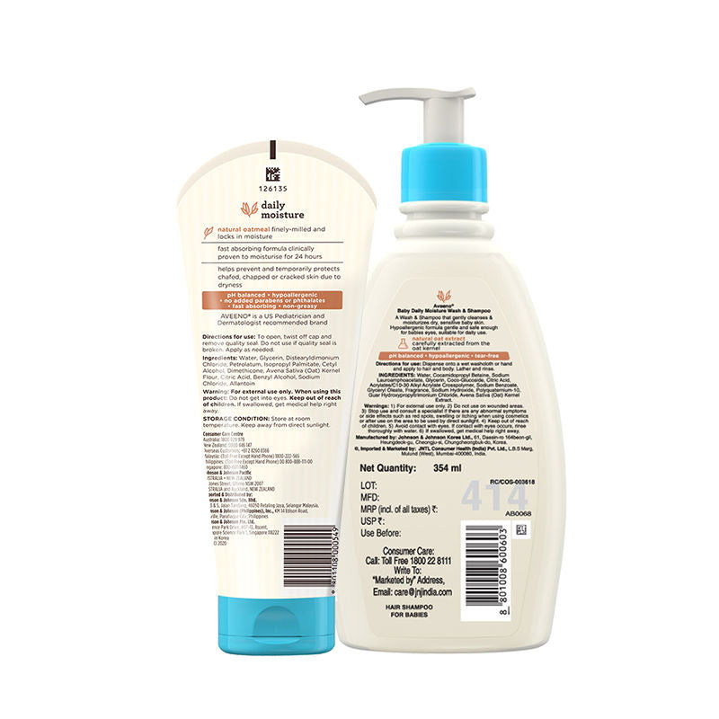Aveeno Baby Daily Moisturizing Lotion & Wash Shampoo ComboDry, Itchy & Sensitive Skin