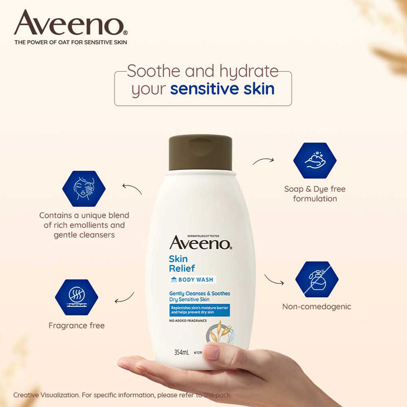 Aveeno Skin Relief Body Wash & Lotion Combo Cleanser & Moisturizer for Dry, Itchy & Sensitive Skin
