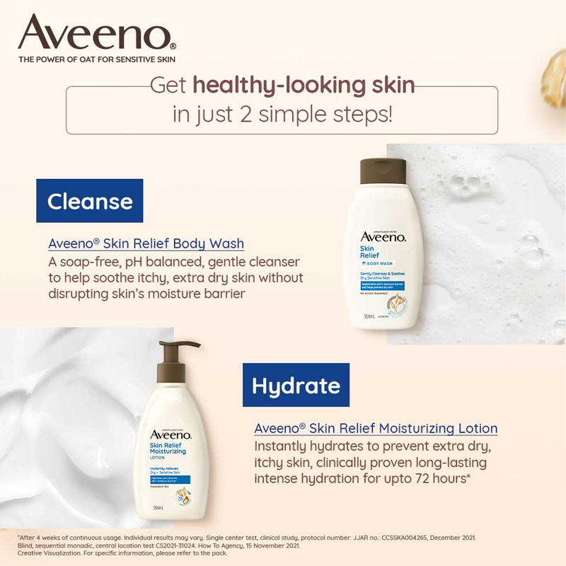 Aveeno Skin Relief Body Wash & Lotion Combo Cleanser & Moisturizer for Dry, Itchy & Sensitive Skin
