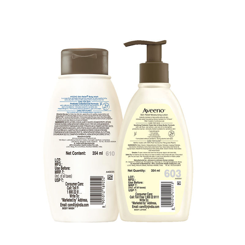 Aveeno Skin Relief Body Wash & Lotion Combo Cleanser & Moisturizer for Dry, Itchy & Sensitive Skin