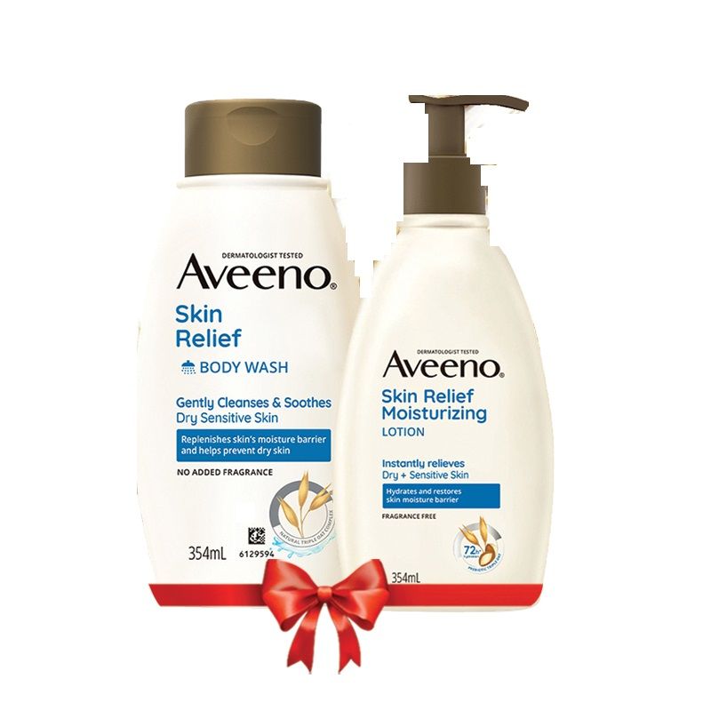 Aveeno Skin Relief Body Wash & Lotion Combo Cleanser & Moisturizer for Dry, Itchy & Sensitive Skin