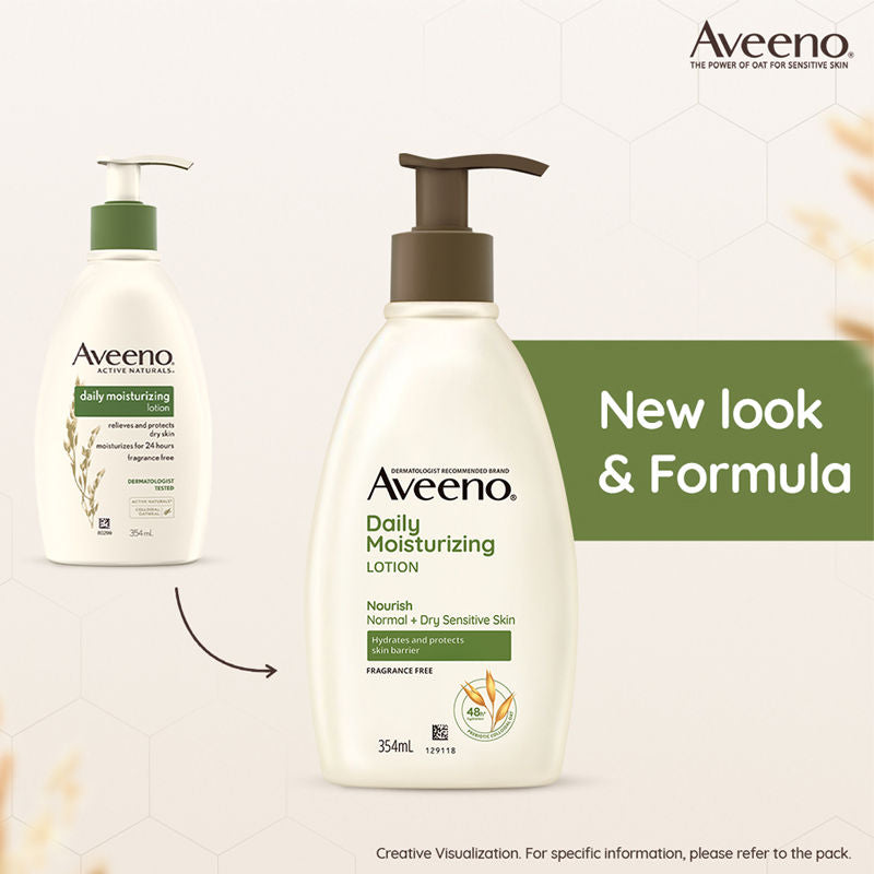 Aveeno Daily Moisturising Lotion Pack of 2 Body Moisturizer For Normal, Dry & Sensitive Skin, 2 X 354ml
