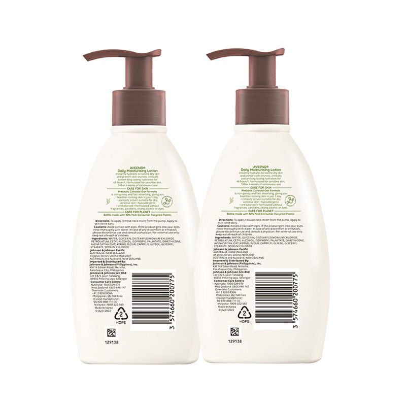 Aveeno Daily Moisturising Lotion Pack of 2 Body Moisturizer For Normal, Dry & Sensitive Skin, 2 X 354ml