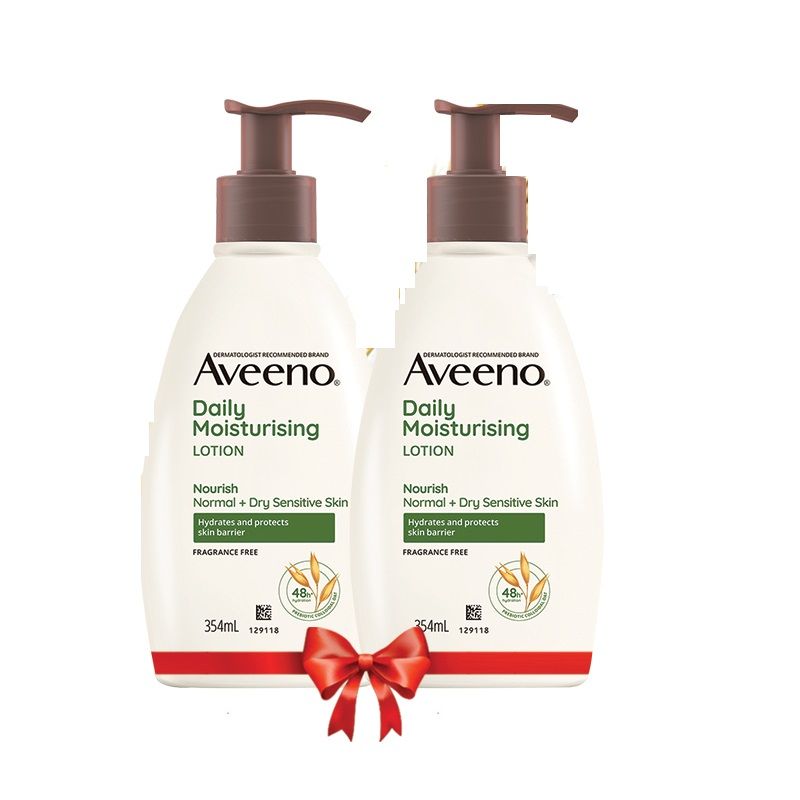 Aveeno Daily Moisturising Lotion Pack of 2 Body Moisturizer For Normal, Dry & Sensitive Skin, 2 X 354ml