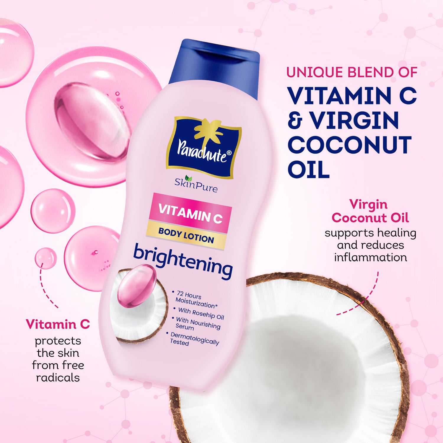 Parachute SkinPure Body Lotion With Vitamin C & Virgin Coconut Oil, 400ml Buy at Indicrest Image 3