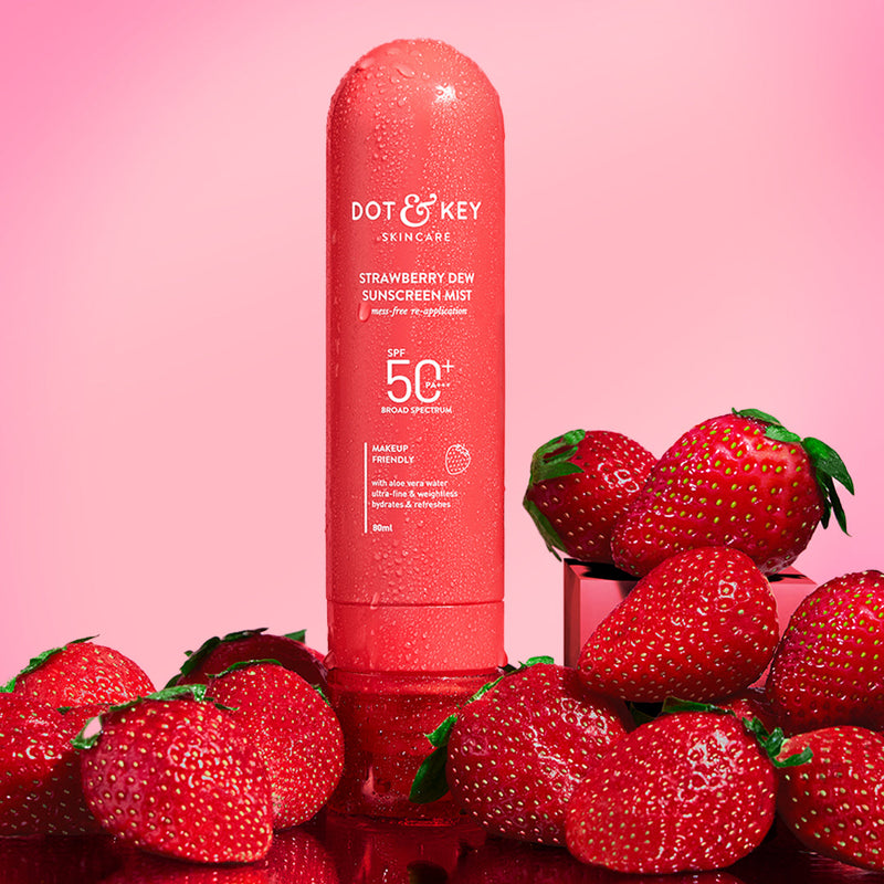 Dot & Key Strawberry Dew Sunscreen Face Mist, SPF 50+ PA+++, 80ml Buy at Indicrest