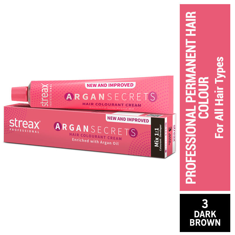 Streax Professional Argan Secrets Hair Colourant Cream - Dark Brown, 60g Buy at Indicrest