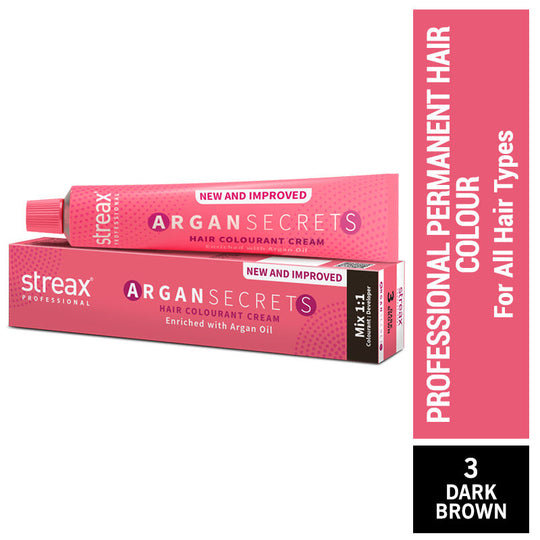 Streax Professional Argan Secrets Hair Colourant Cream - Dark Brown, 60g Buy at Indicrest