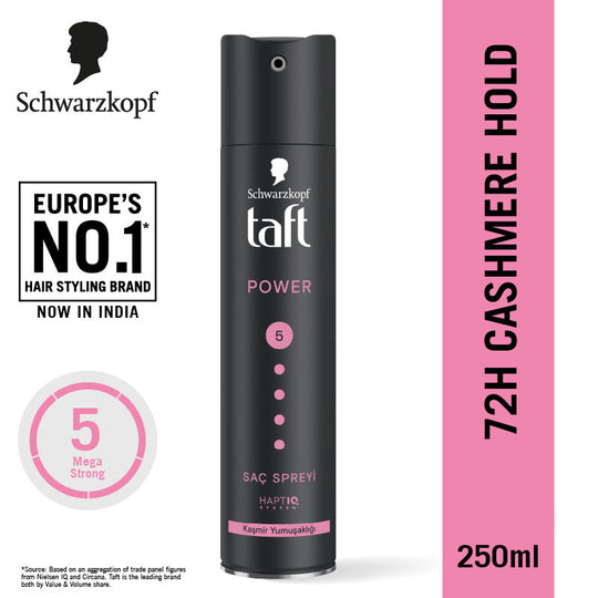 Schwarzkopf TAFT Power Hold 5 Hair Spray for Heat Protection, Gives Cashmere like Softness, 250ml Buy at Indicrest