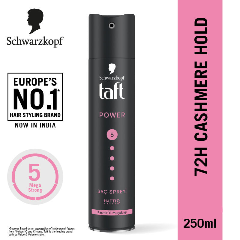 Schwarzkopf TAFT Power Hold 5 Hair Spray for Heat Protection, Gives Cashmere like Softness, 250ml Buy at Indicrest