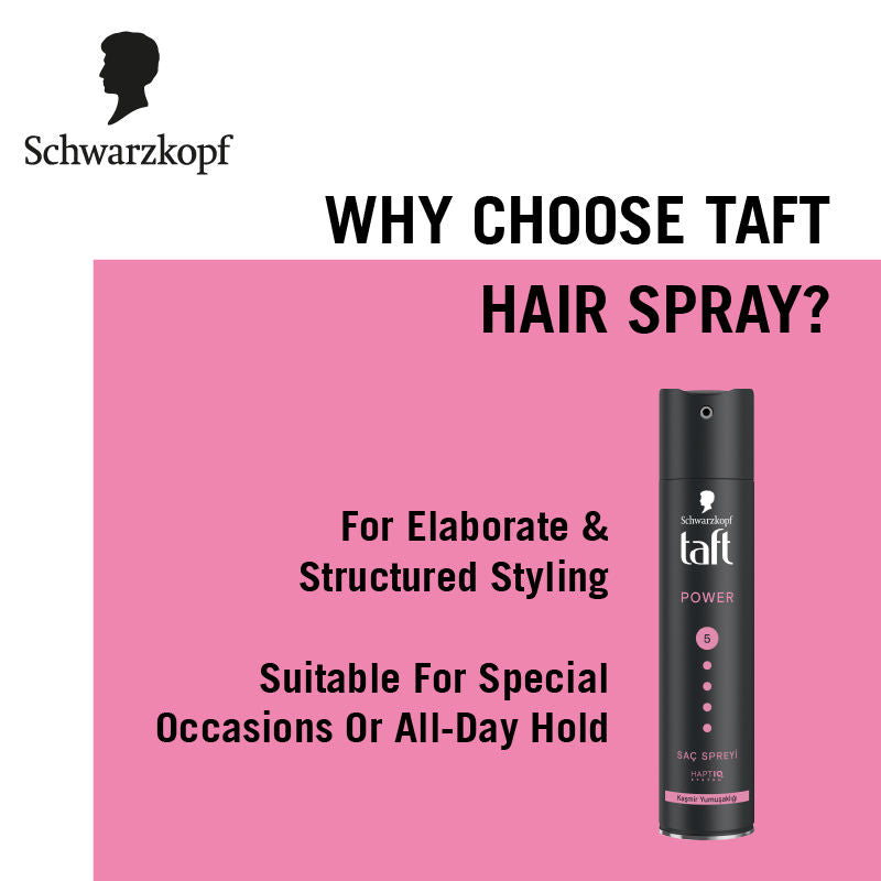 Schwarzkopf TAFT Power Hold 5 Hair Spray for Heat Protection, Gives Cashmere like Softness, 250ml Buy at Indicrest Image 5