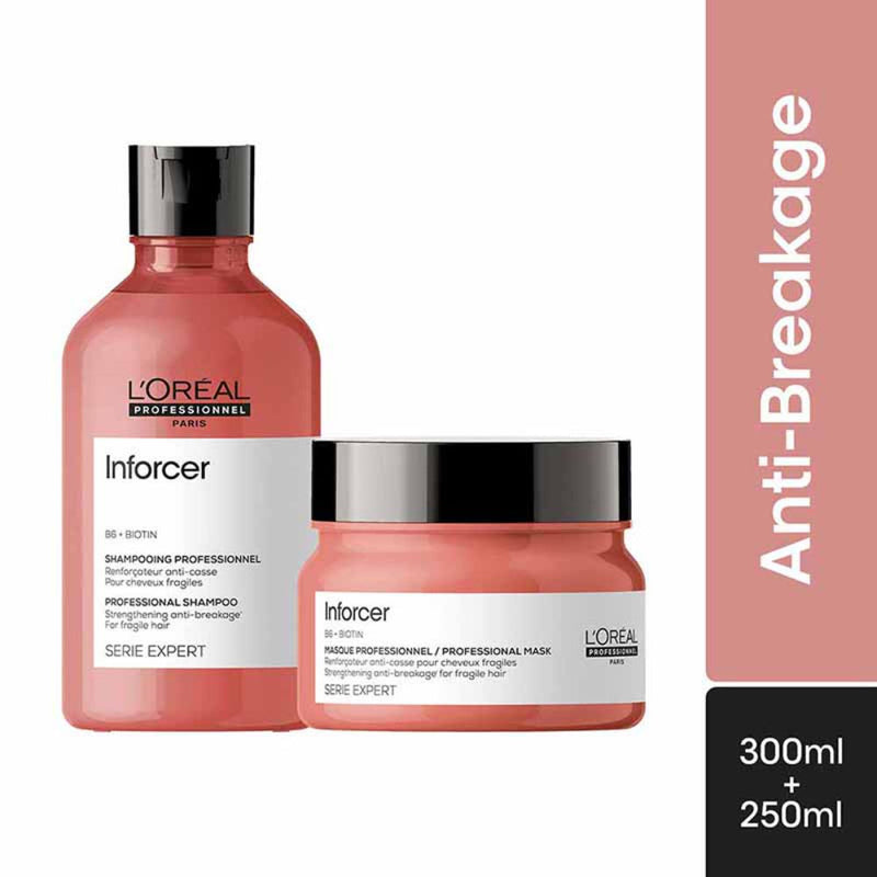 L'Oreal Professionnel Inforcer Shampoo, 300ml & Mask, 250ml With Biotin & Vitamin B6 – Reduced Hair Breakage Care Buy at Indicrest