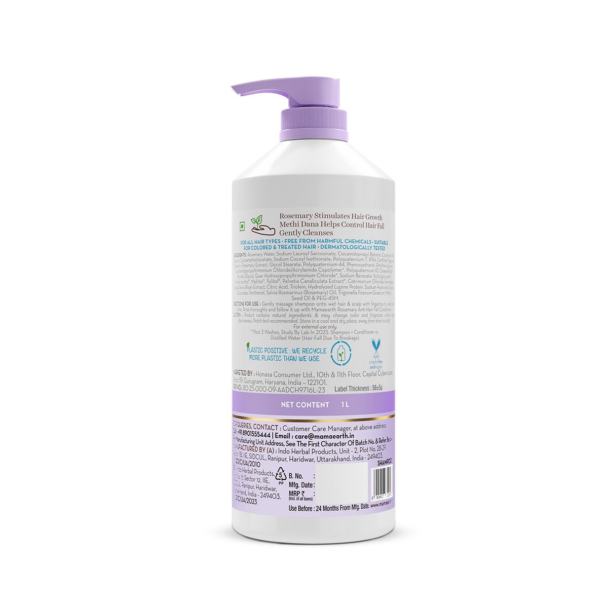 Mamaearth Rosemary Anti-Hair Fall Shampoo with Rosemary & Methi Dana for Reducing Hair Loss & Breakage, 1Litre - Image 11 - Buy from Indicrest