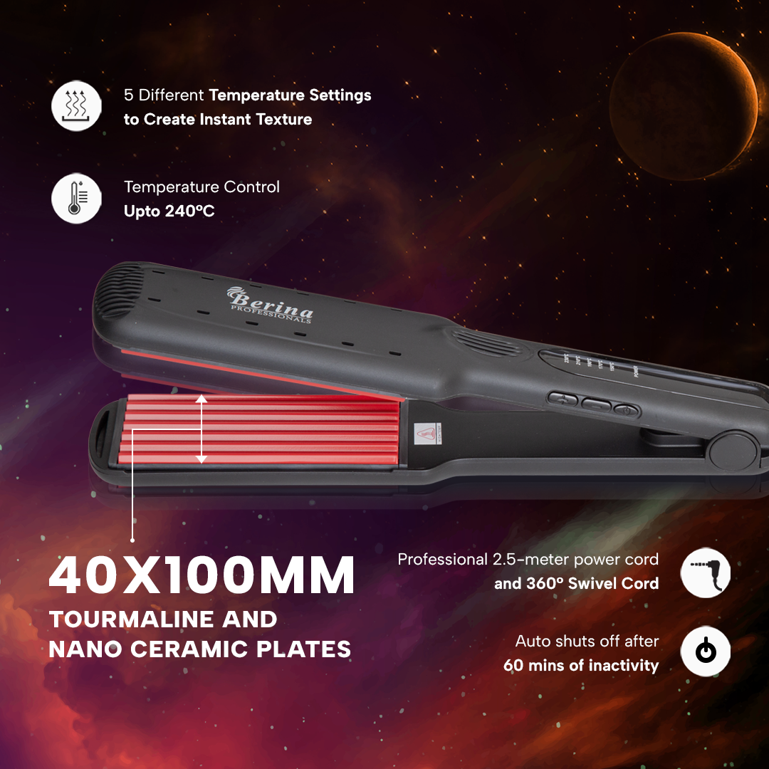 Berina Professional Diamond Nano Hi-Tech Crimper BC-8019 | Defined Waves, Texture & Precision Styling, BC-8019