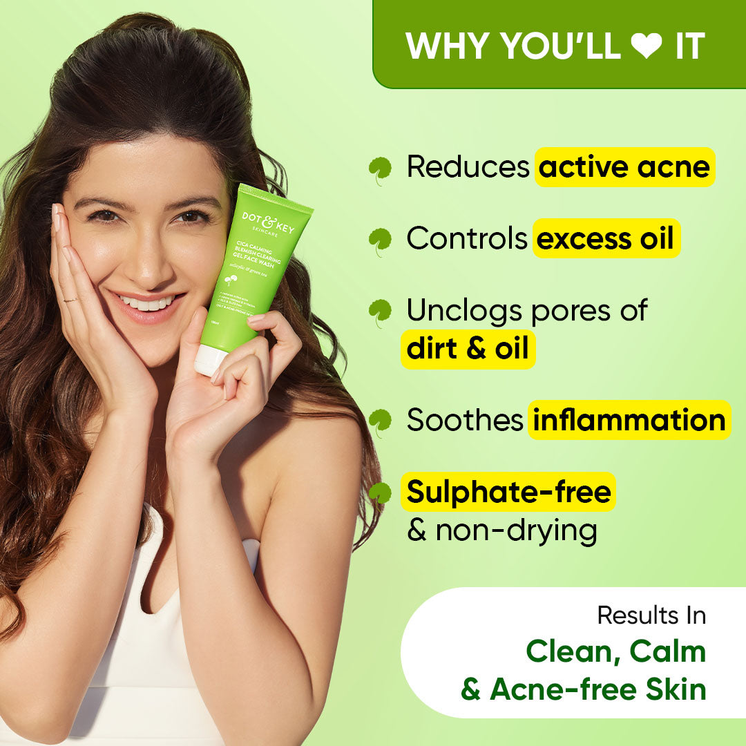Dot & Key Cica + Salicylic Gel Face Wash - Pack of 2, (175ml)