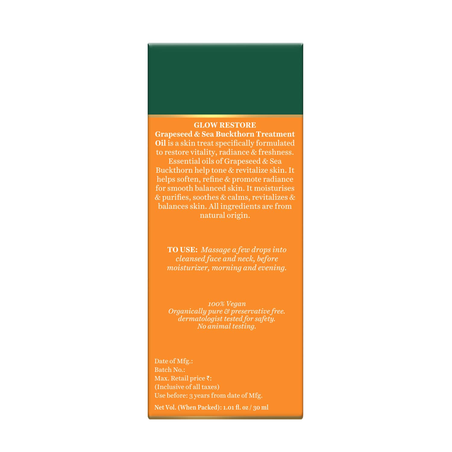 Biotique Glow Restore Grapeseed & Sea Buckthorn Treatment Oil, 30ml - Image 2 - Buy from Indicrest