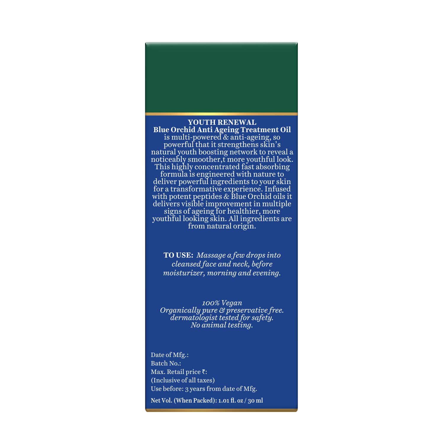 Biotique Youth Renewal Blue Orchid Anti-Ageing Treatment Oil, 30ml - Image 2 - Buy from Indicrest