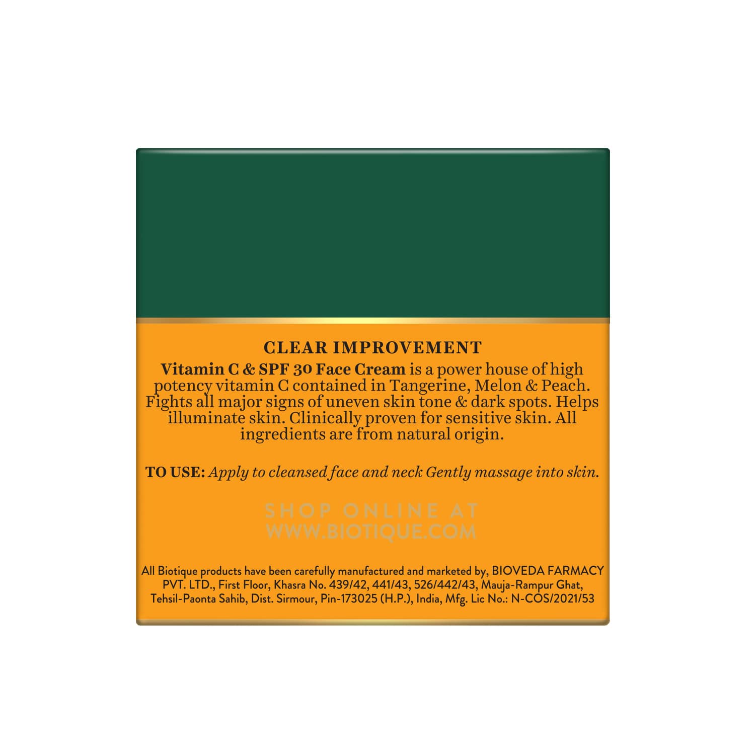 Biotique Clear Improvement Vitamin C & SPF 30 Face Cream, 50g - Image 2 - Buy from Indicrest