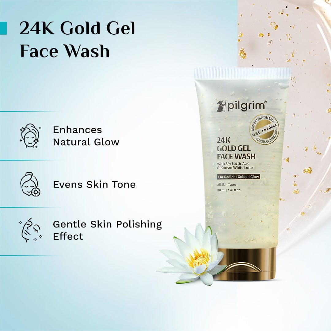Pilgrim The 24k Gold Glow Combo, Serum 20ml + Face Wash 80ml - Image 4 - Buy from Indicrest