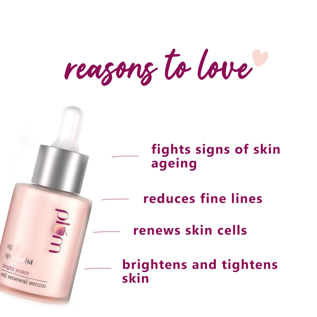 Plum Bright Years Cell Renewal Serum | 100% Vegan, Cruelty Free | Fights Aging | Reduces Fine Lines | Brightens Skin, 30ml