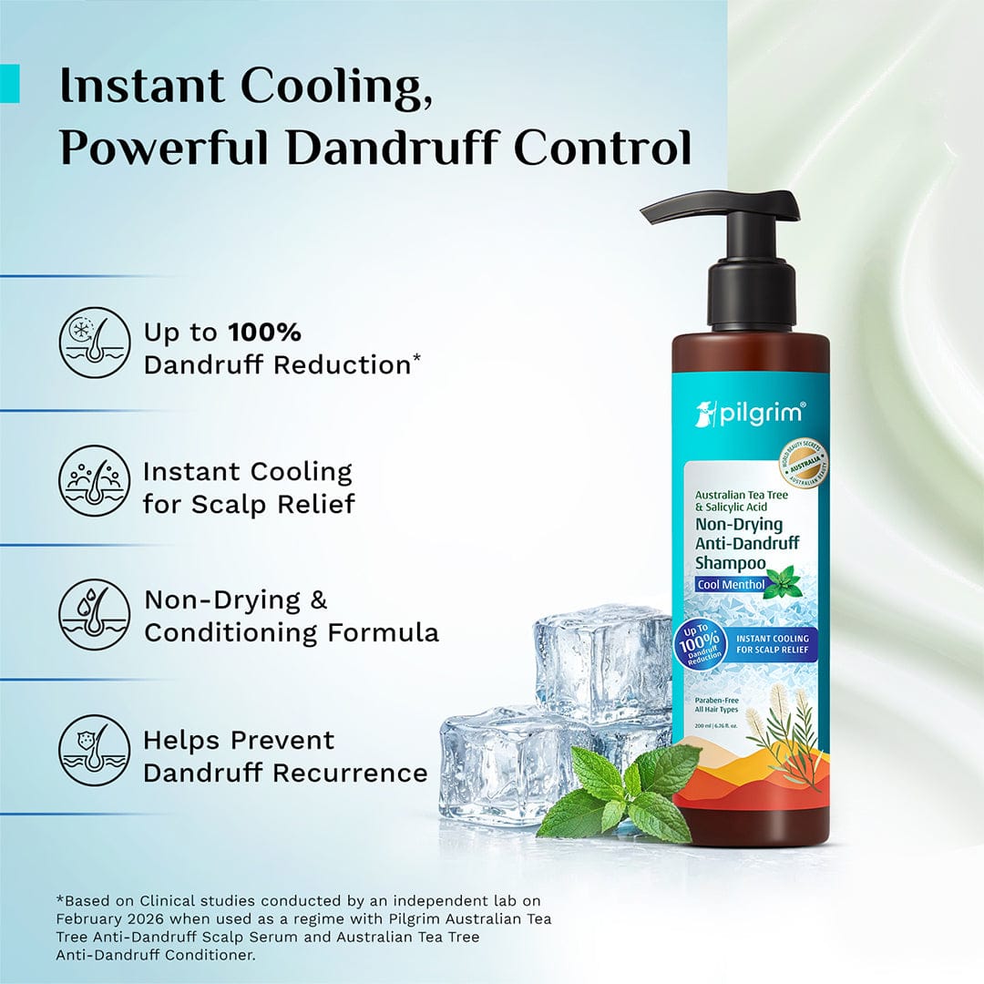 Pilgrim Australian Tea Tree Non-Drying Anti-Dandruff Shampoo Cool Menthol, 200ml - Image 3 - Buy from Indicrest