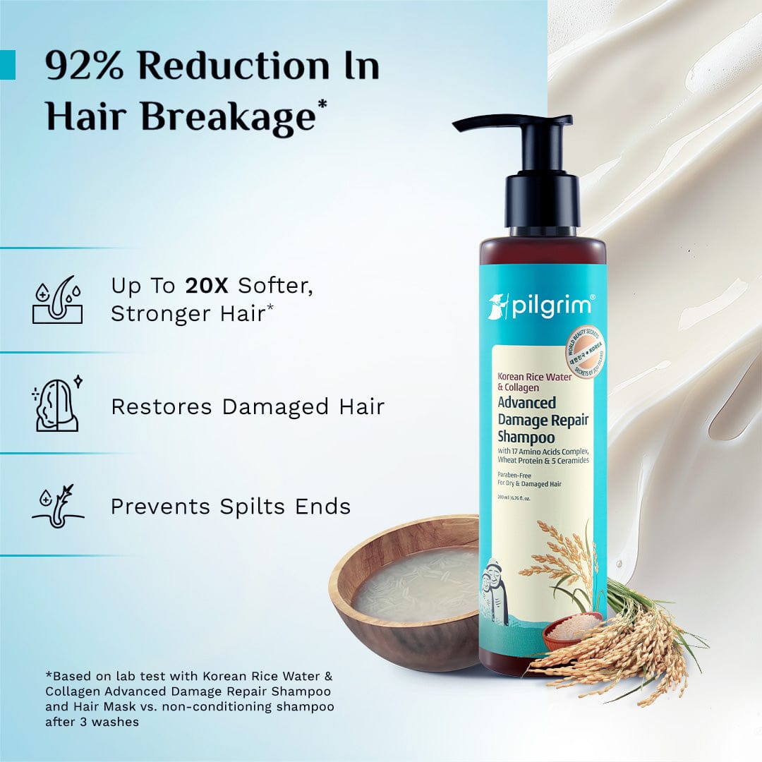Pilgrim Korean Rice Water & Collagen Advanced Damage Repair Shampoo, 200ml - Image 9 - Buy from Indicrest