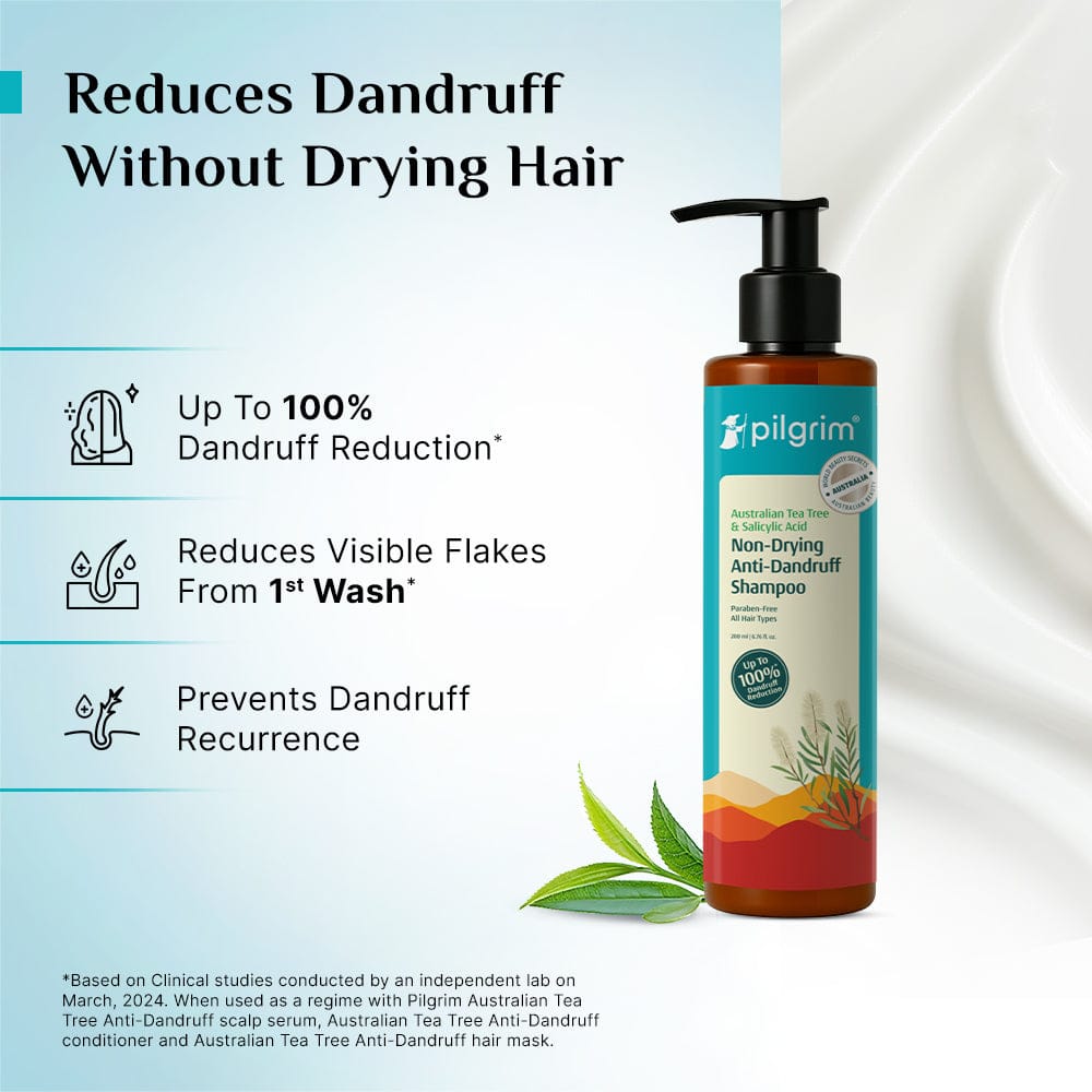 Pilgrim Australian Tea Tree Non-Drying Anti-Dandruff Shampoo, 200ml - Image 6 - Buy from Indicrest