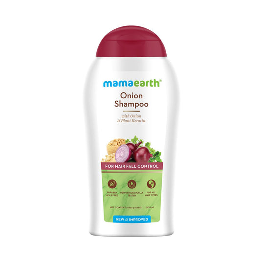 Mamaearth Onion Shampoo with Onion and Plant Keratin for Hair Fall Control, 200ml - Buy from Indicrest