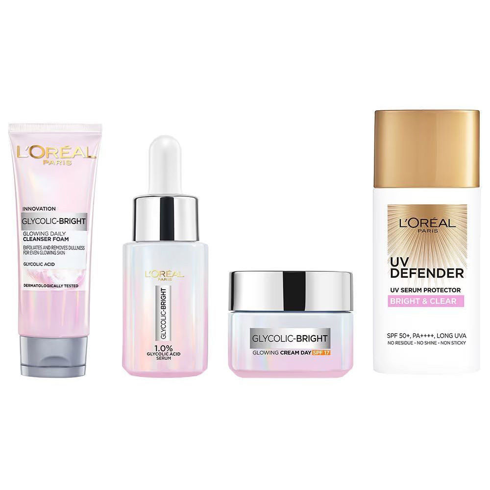 L'Oreal Paris Glycolic Acid Glowing And Protecting C-S-M-S Regime Kit for for Dark Spot Reduction Combo, 4 pieces Buy at Indicrest Image 10