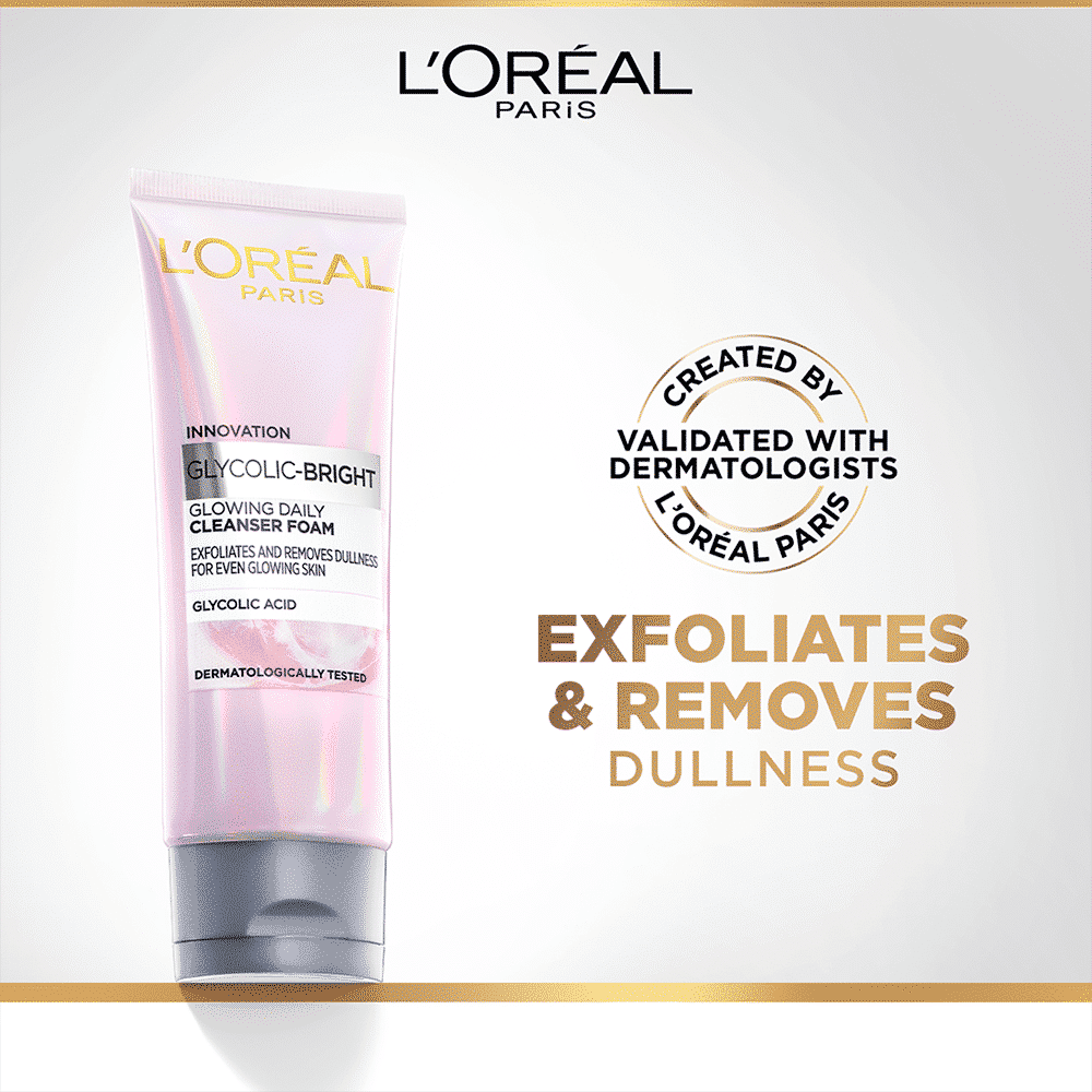 L'Oreal Paris Glycolic Acid Glowing And Protecting C-S-M-S Regime Kit for for Dark Spot Reduction Combo, 4 pieces Buy at Indicrest Image 3