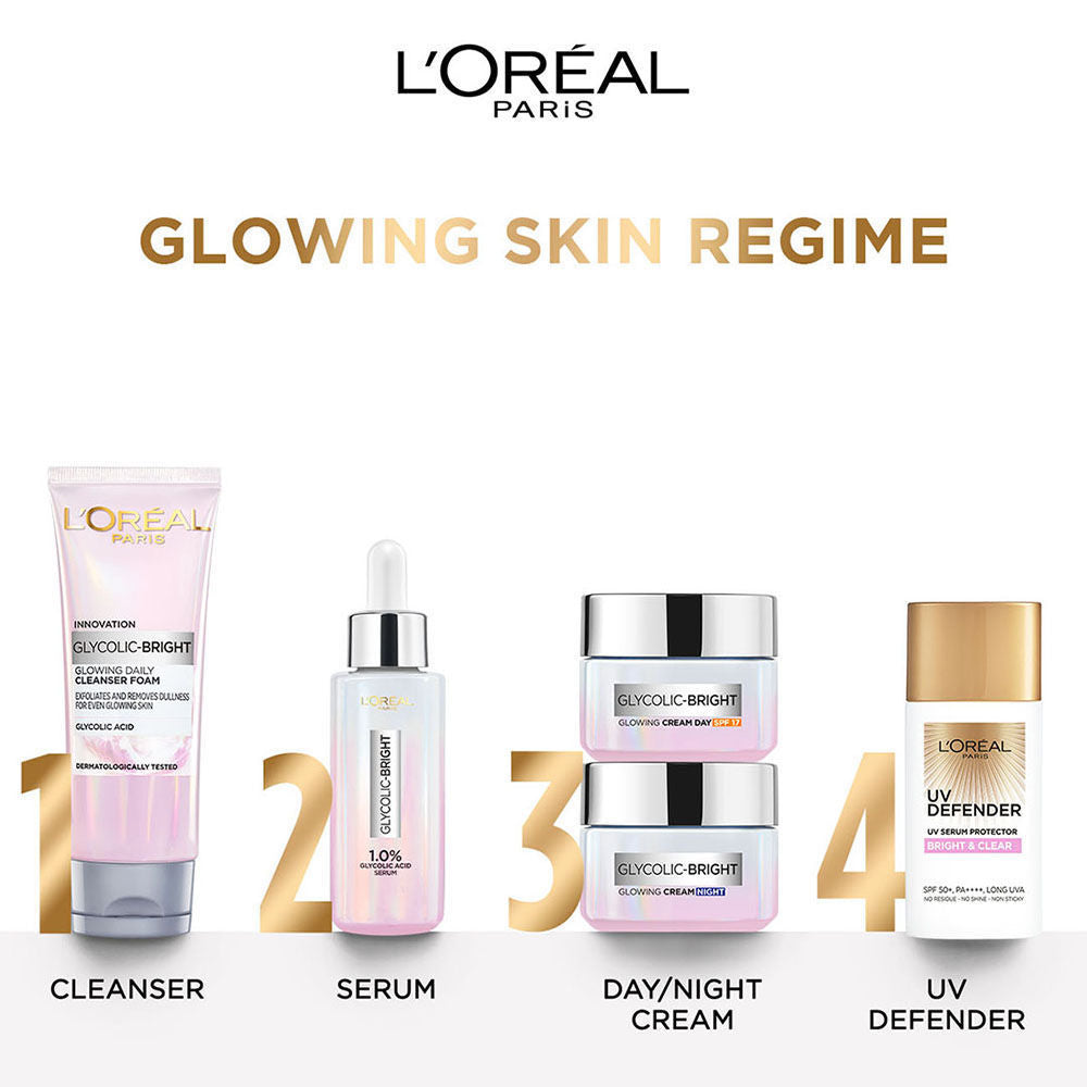 L'Oreal Paris Glycolic Acid Glowing And Protecting C-S-M-S Regime Kit for for Dark Spot Reduction Combo, 4 pieces Buy at Indicrest Image 9